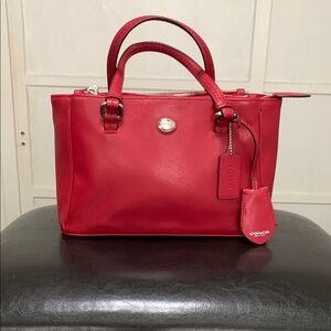 Coach Red Leather Satchel with Classic Design